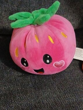 Pink Strawberry Plush with Green Leaf Top